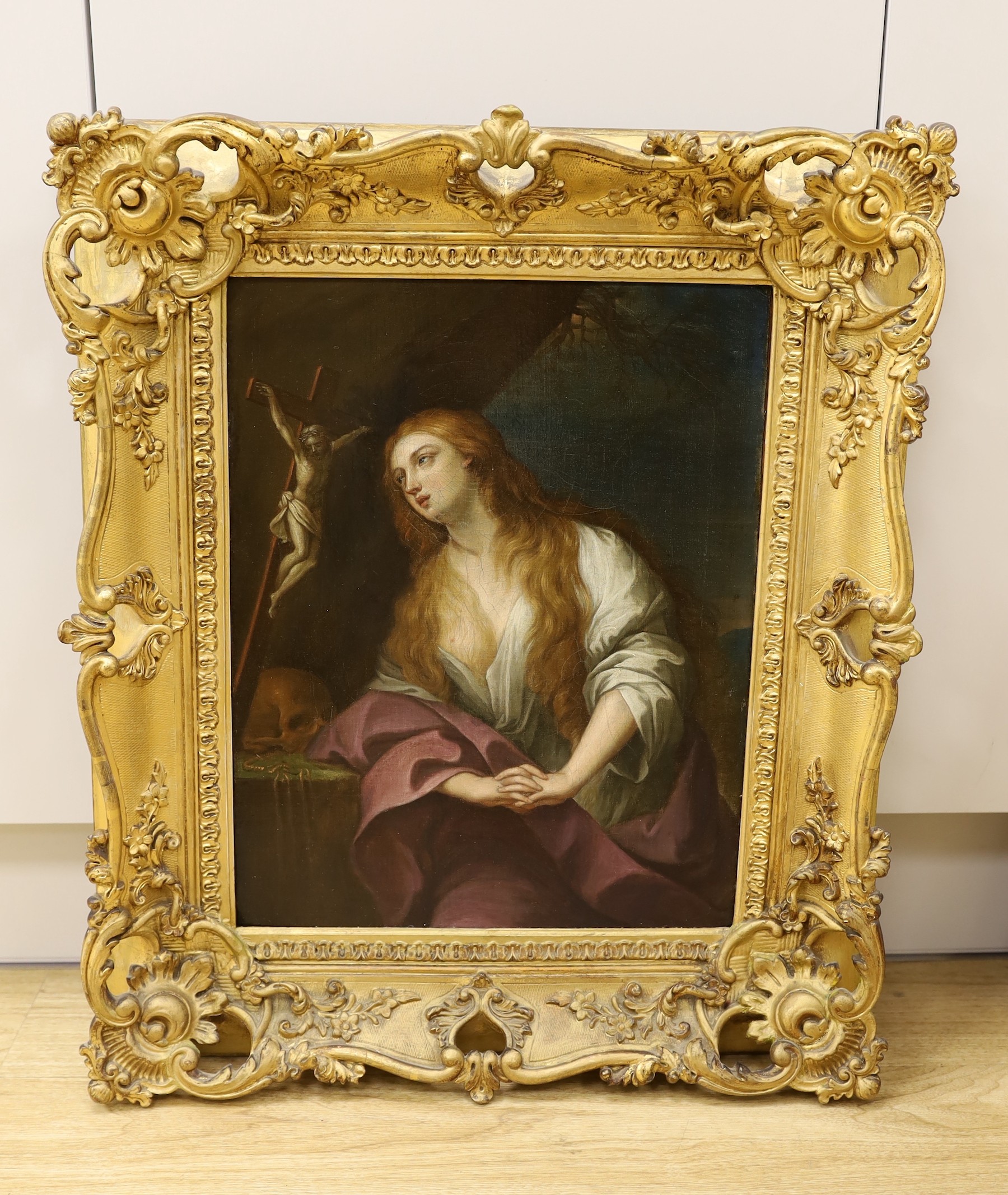 19th century Italian School, oil on canvas, Penitent Magdalene, 45 x 35cm